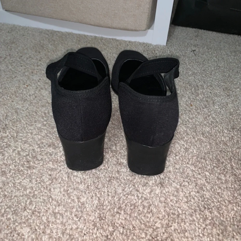 Munro American Black Fabric Block Heel Square Toe Pumps M281587 Womens 8.5 N
